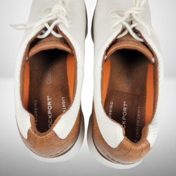 ROCKPORT GARETT MESH LACEUP WHITE W/TAN SNEAKERS / SHOES / OXFORD - Picture 6 of 13